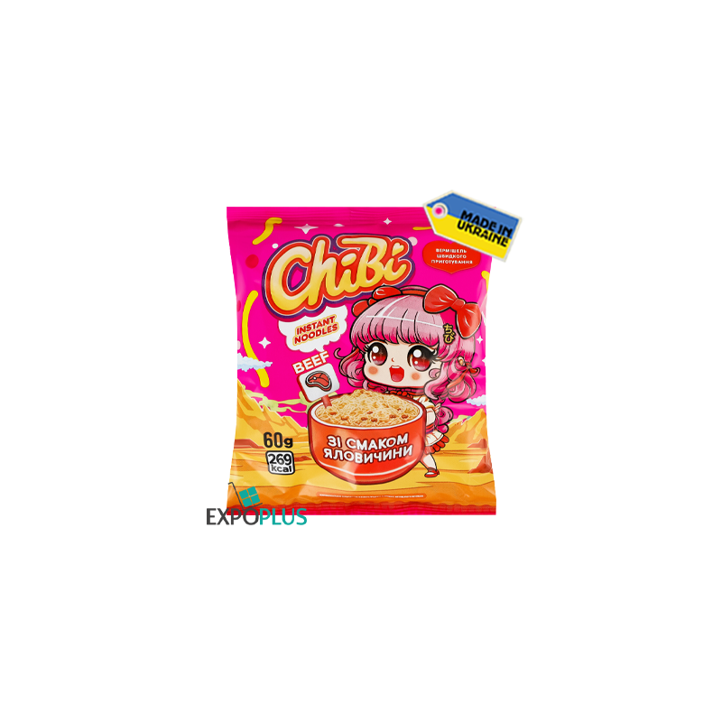 K527 CHIBI BEEF-FLAVORED NOODLES (60X60G)VILIS