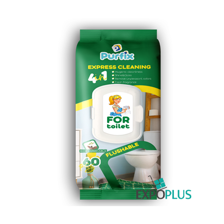 T030 PURFIX HOUSEHOLD WET WIPES FOR TOILET 60 PCS (16INBOX)