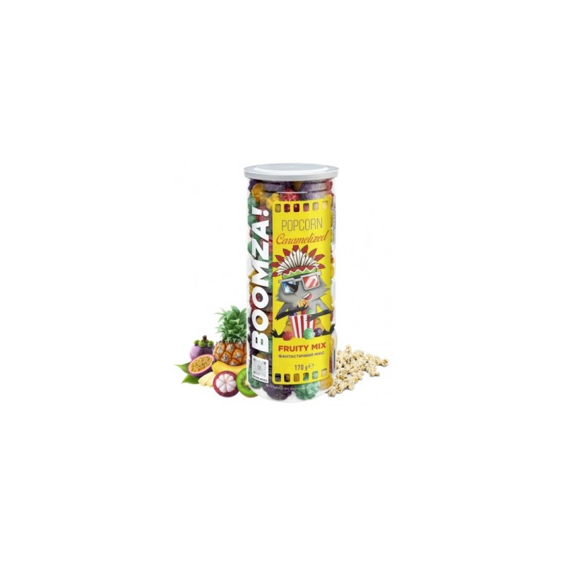 K707 BOOMZA CARAMELIZED POPCORN IN TUBE FRUIT (12X170G)