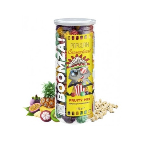 K707 BOOMZA CARAMELIZED POPCORN IN TUBE FRUIT (12X170G)