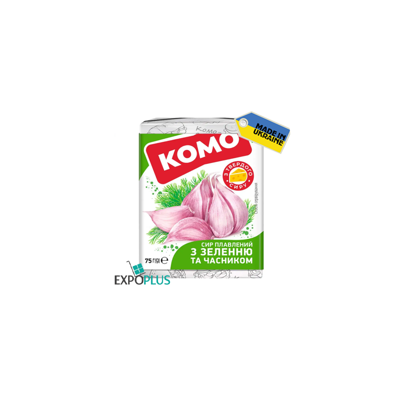 P002 KOMO PROCESSED CHEESE GREENERY AND GARLIC 40% (24X75G)