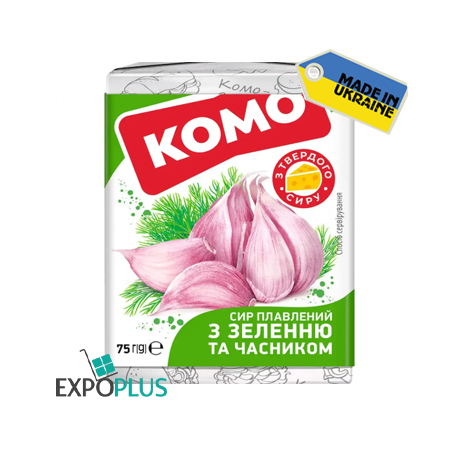 P002 KOMO PROCESSED CHEESE GREENERY AND GARLIC 40% (24X75G)