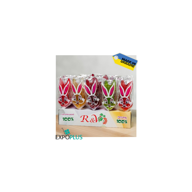K283 R&V CARAMEL LOLLIPOP COLORED BUNNIES (30X30G)