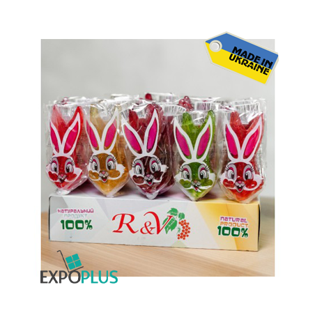 K283 R&V CARAMEL LOLLIPOP COLORED BUNNIES (30X30G)