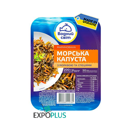 K484 VODNYI SVIT MARINATED SEA CABBAGE/CARROT/SPICES 12X200G