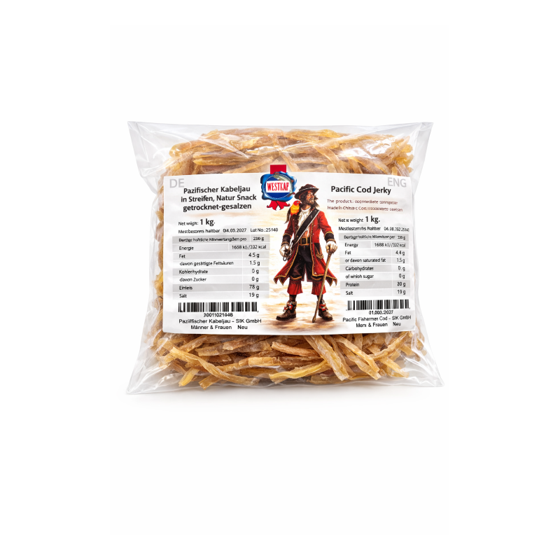 Y002 MSDM PACIFIC COD JERKY SALTY 1 KG
