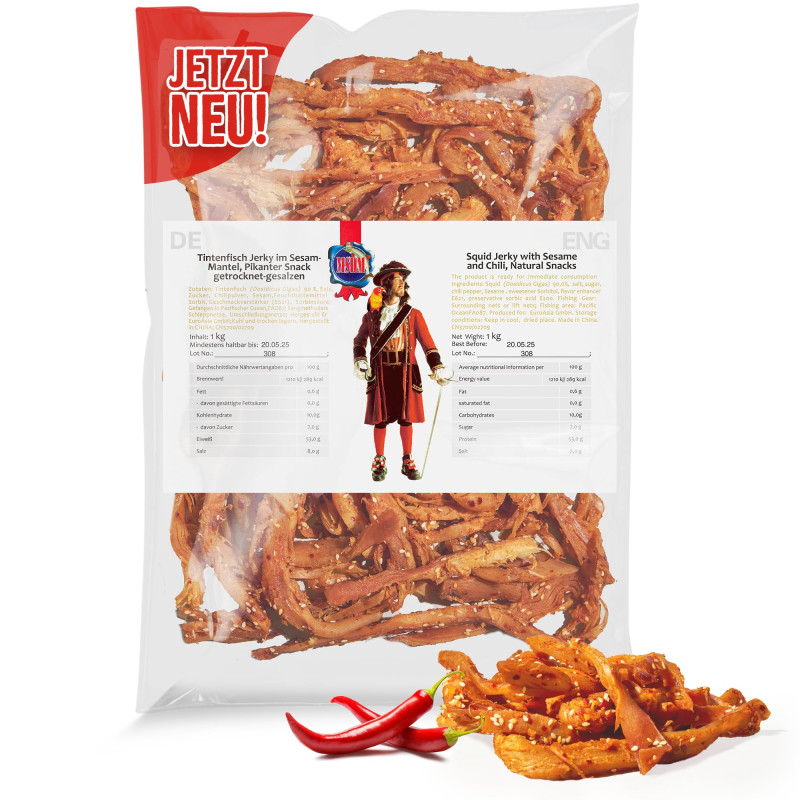 Y004 MSDM SQUID JERKY WITH SESAME AND CHILI, SALTED 1 KG