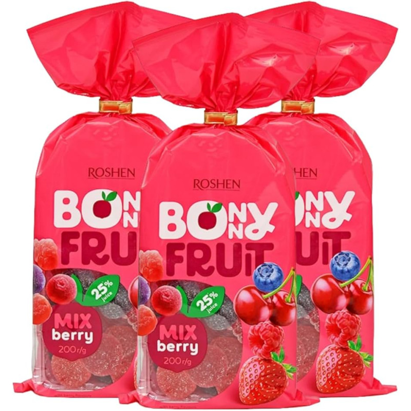 K801 ROSHEN BONNY FRUIT BERRY MIX JELLIES CANDIES (18X200G)