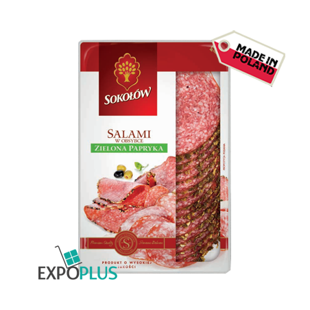 A132 SOKOLOW SALAMI WITH GREEN PAPRIKA SPRINKLES 12X100G