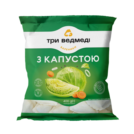C892 THREE BEARS VARENYKY WITH CABBAGE (10X400G)