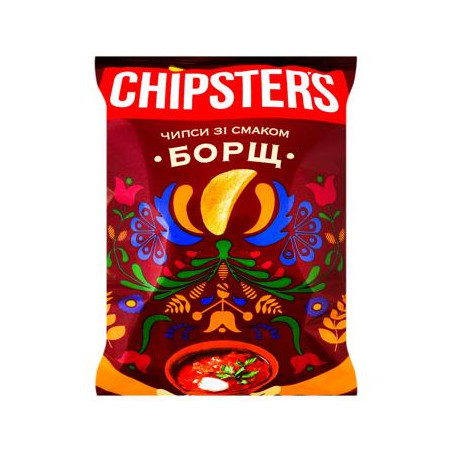 K039 CHIPSTERS POTATO CHIPS BORSCH TASTE (16X100G)