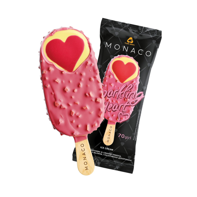 THREE BEARS MONACO SPARKLING HEART LEMON-RASPBERRY GLAZE STICK (28X60ML)