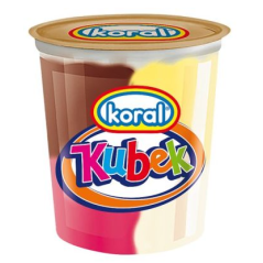 C124 KORAL KUBEK SMIETANKOWY Z SOSIEM TRUSKAWKOWYM (16X200ML)