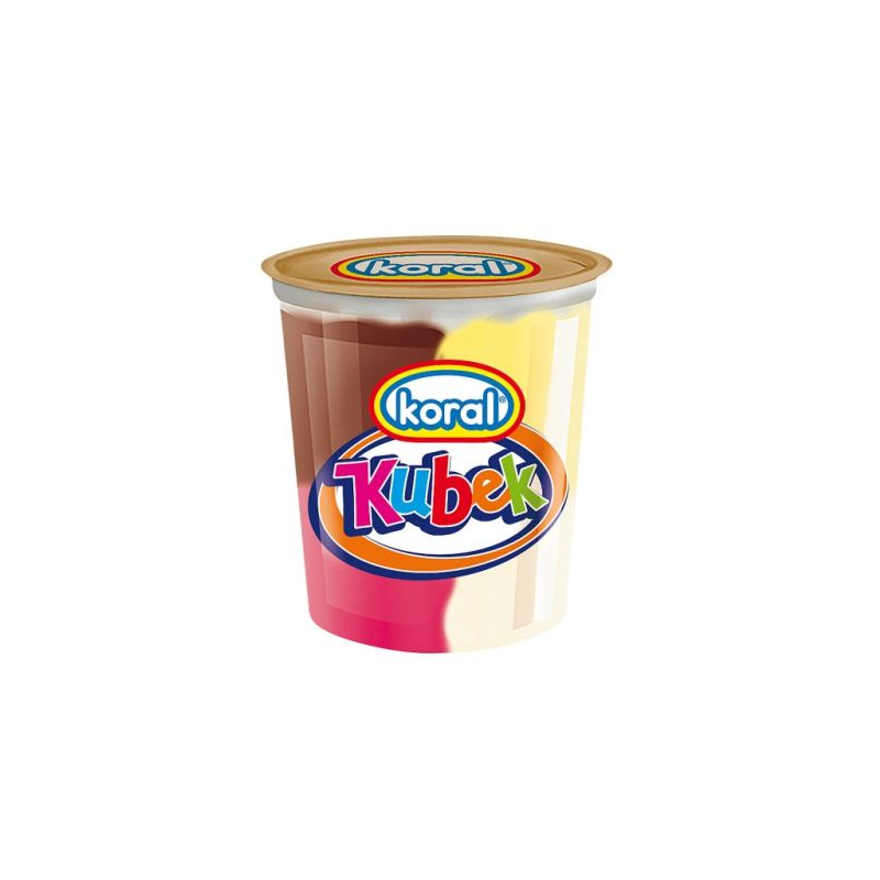 C124 KORAL KUBEK SMIETANKOWY Z SOSIEM TRUSKAWKOWYM (16X200ML)
