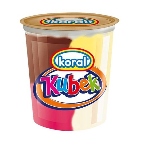 C124 KORAL KUBEK SMIETANKOWY Z SOSIEM TRUSKAWKOWYM (16X200ML)