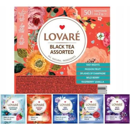K697 LOVARE TEA ASSORTED BLACK TEA 50*2G (9X100G)