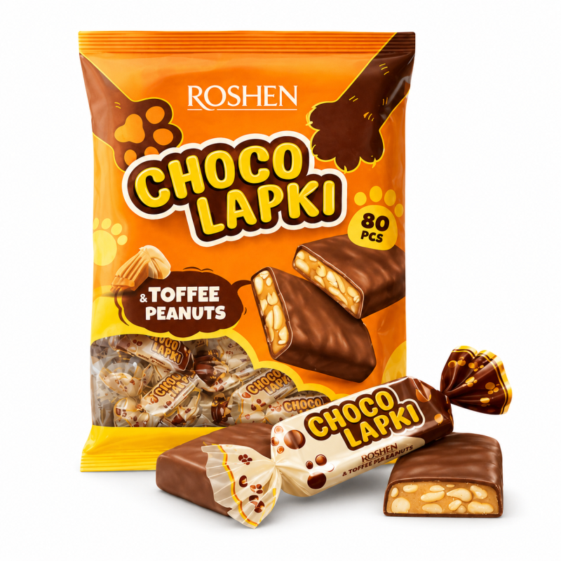 K861 ROSHEN CHOCOLAPKI SWEETS TOFFE IN COCOA (10X500G)
