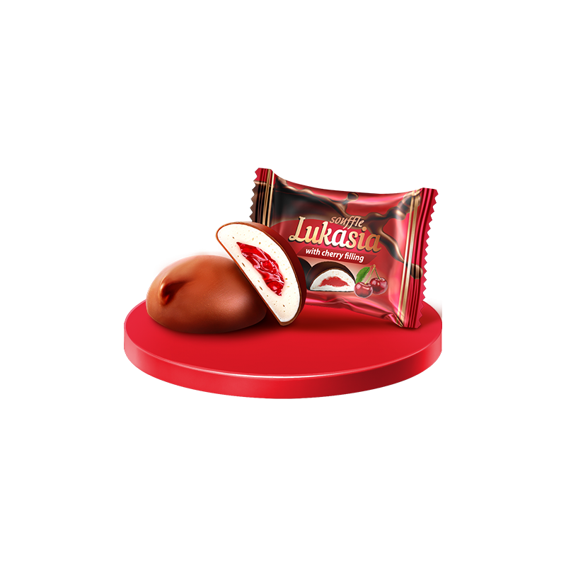 K912 LUKAS LUKASIA GLAZED SOUFFLE WITH CHERRY FILLING (10X450G)