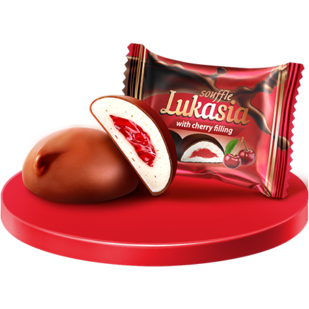K912 LUKAS LUKASIA GLAZED SOUFFLE WITH CHERRY FILLING (10X450G)