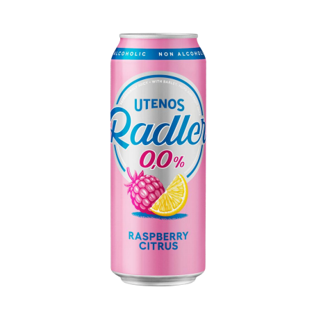 X257 UTENOS RADLER RASPBERRY CITRUS NON-ALCOHOLIC ( 24X500ML)