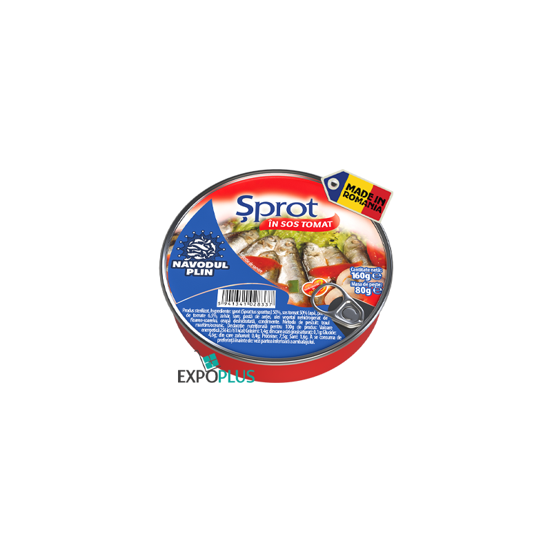 Q096 NAVODUL PLIN SPROT IN SOS TOMAT (16X160G) Q096 NAVODUL PLIN SPROT IN SOS TOMAT (16X160G)