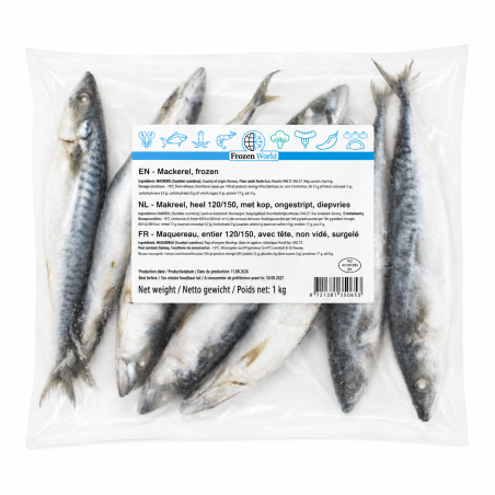C628 FROZEN WORLD MACKEREL WHOLE WITH HEAD NOT GUTTED (10X1KG)