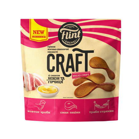 K948 FLINT CRAFT RYE-WHEAT CROUTONS WITH BACON AND MUSTARD (8X80G)