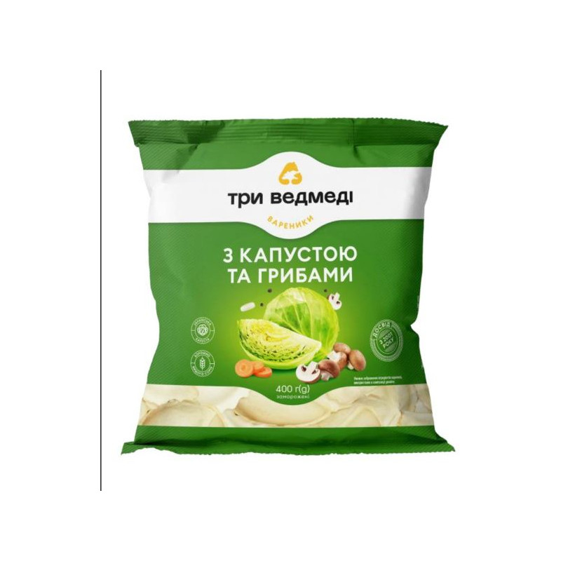 C893 THREE BEARS VARENYKY CABBAGE AND MUSHROOMS (10X400G)