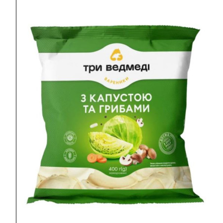 C893 THREE BEARS VARENYKY CABBAGE AND MUSHROOMS (10X400G)
