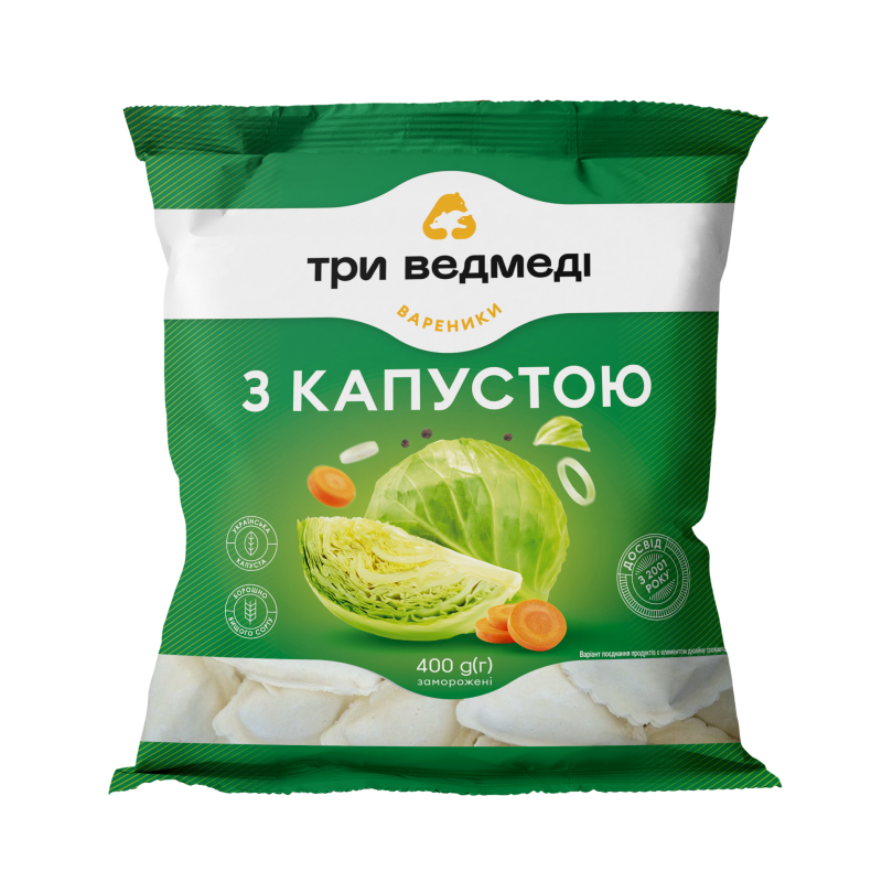 C892 THREE BEARS VARENYKY WITH CABBAGE (10X400G)