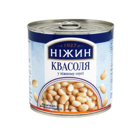 K975 NIZHYN WHITE BEANS IN DELICATE SAUCE (12X420G)