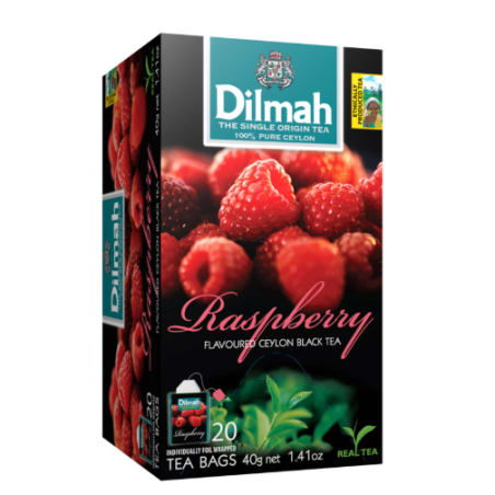 B406 DILMAH BLACK TEA WITH RASPBERRY FLAVOUR 12X(20X1.5G)