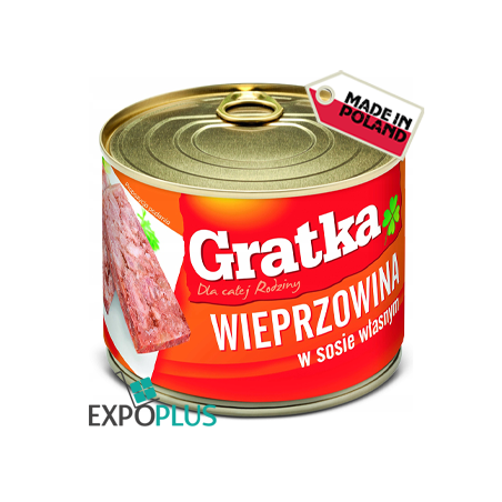 I036 GRATKA WIEPRZOWINA W SOS WLASN(6X525G)PORK IN OWN JUICE