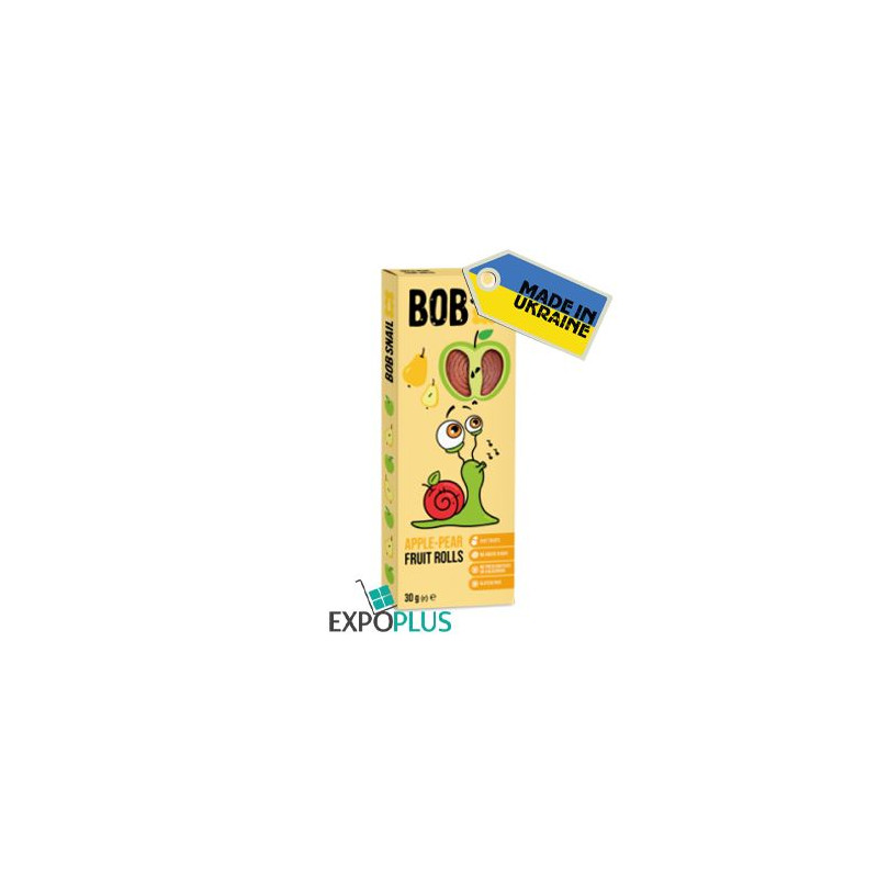 K082 BOB SNAIL FRUIT ROLLS APPLE-PEAR (30GX24)