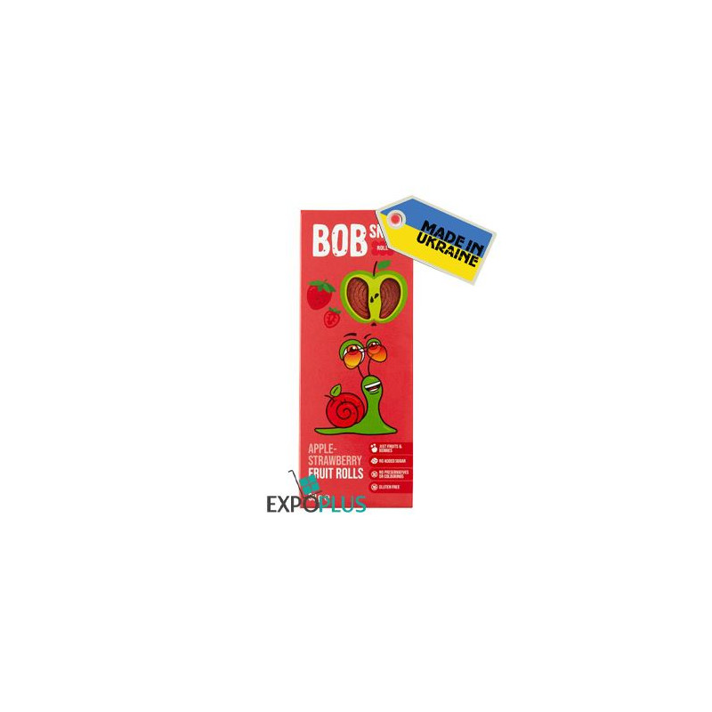 K084 BOB SNAIL FRUIT ROLLS APPLE-STRAWBERRY (30GX24)