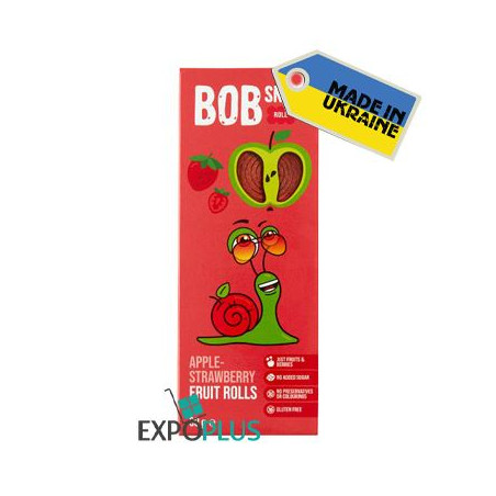 K084 BOB SNAIL FRUIT ROLLS APPLE-STRAWBERRY (30GX24)