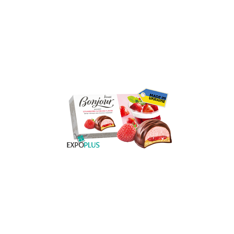 K405 KONTI DESSERT BONJOUR STRAWBERRY WITH CREAM (9X232G)